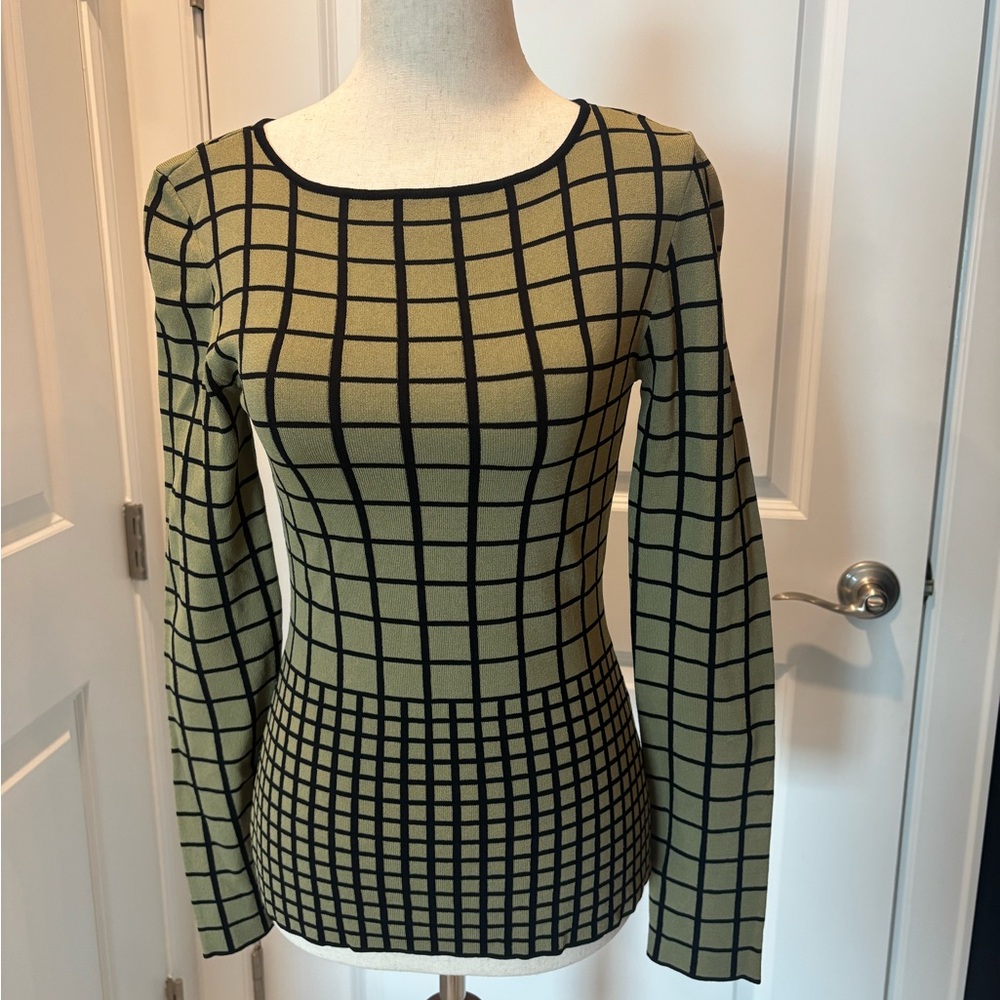 Ohne Titel Olive and Black Grid Blouse